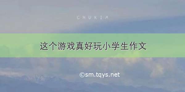 这个游戏真好玩小学生作文