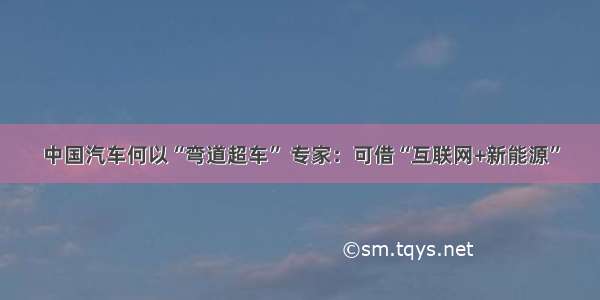 中国汽车何以“弯道超车” 专家：可借“互联网+新能源”