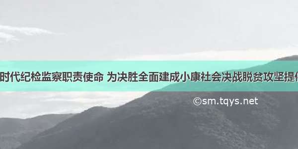 忠实履行新时代纪检监察职责使命 为决胜全面建成小康社会决战脱贫攻坚提供坚强保障？