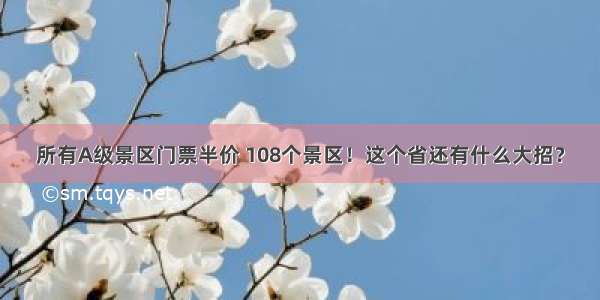 所有A级景区门票半价 108个景区！这个省还有什么大招？