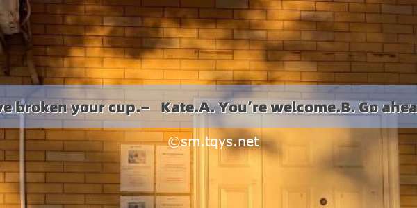 — I’m sorry to have broken your cup.—   Kate.A. You’re welcome.B. Go ahead.C. Don’t mentio