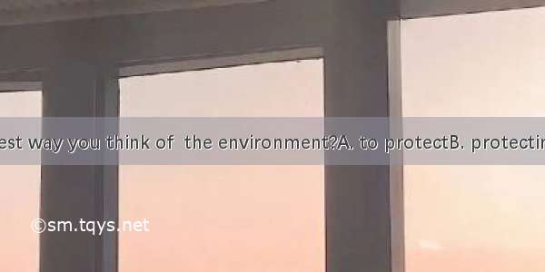 What is the best way you think of  the environment?A. to protectB. protectingC. protectD.