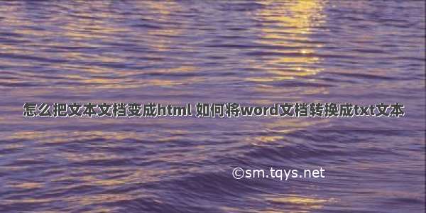 怎么把文本文档变成html 如何将word文档转换成txt文本