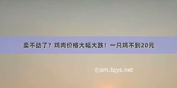 卖不动了？鸡肉价格大幅大跌！一只鸡不到20元