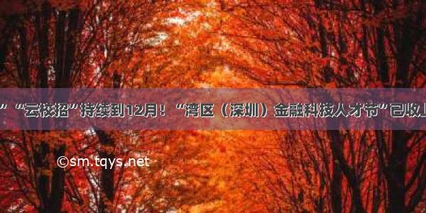 “多个首创” “云校招”持续到12月！“湾区（深圳）金融科技人才节”已收上万份简历~