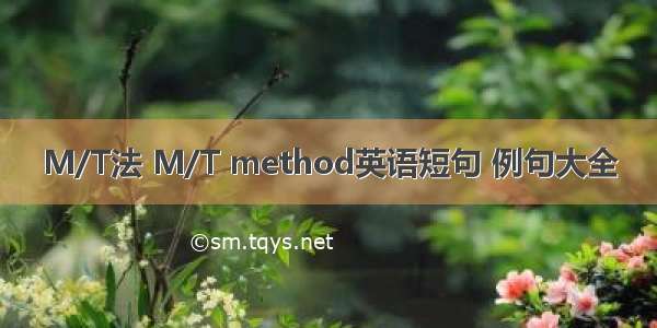 M/T法 M/T method英语短句 例句大全