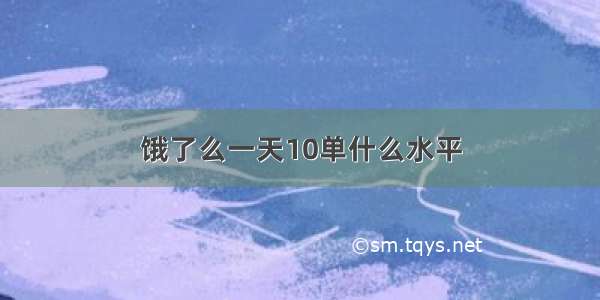 饿了么一天10单什么水平