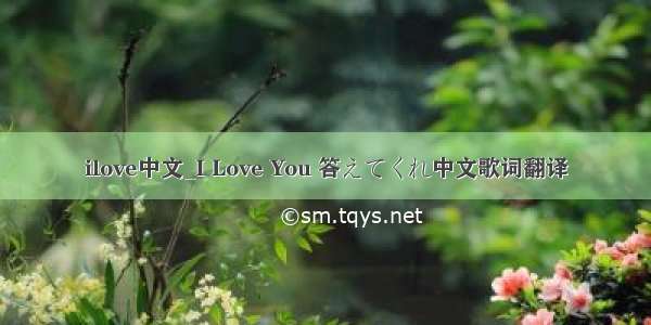 ilove中文_I Love You 答えてくれ中文歌词翻译