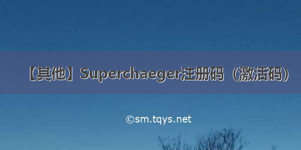 【其他】Superchaeger注册码（激活码）