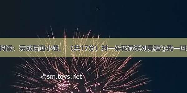 文学类文本阅读：完成后面小题。 （共17分）对一朵花微笑刘亮程①我一回头 身后的草