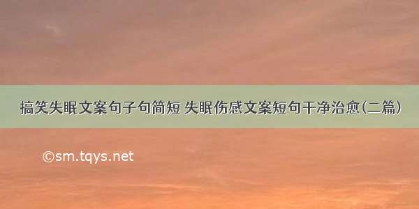 搞笑失眠文案句子句简短 失眠伤感文案短句干净治愈(二篇)