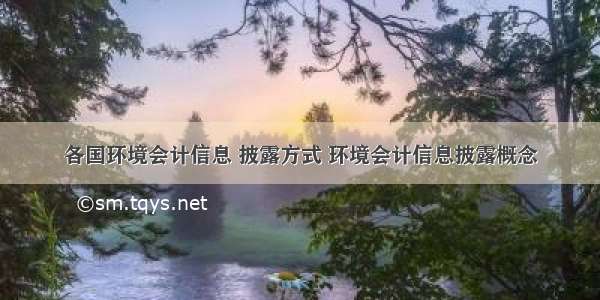 各国环境会计信息 披露方式 环境会计信息披露概念