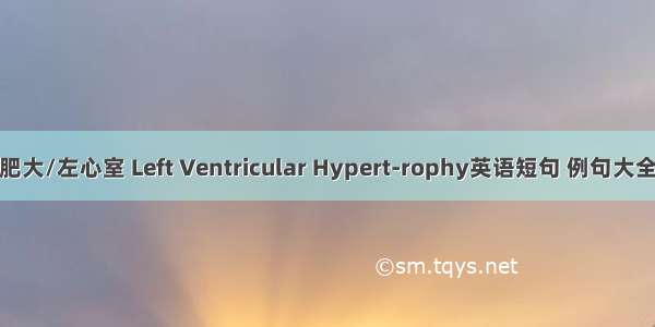 肥大/左心室 Left Ventricular Hypert-rophy英语短句 例句大全