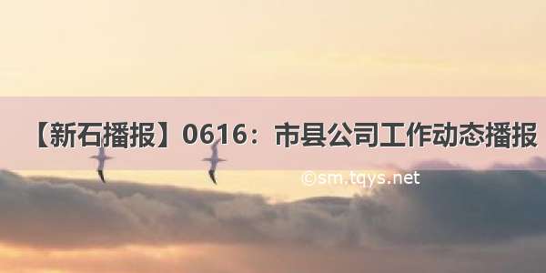 【新石播报】0616：市县公司工作动态播报