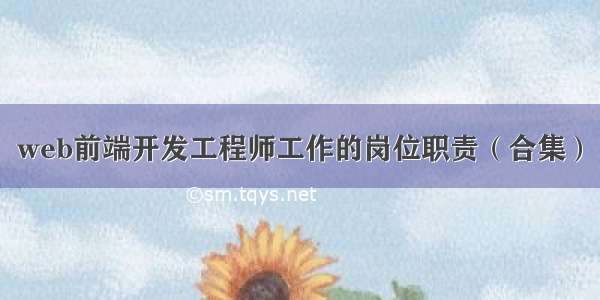 web前端开发工程师工作的岗位职责（合集）