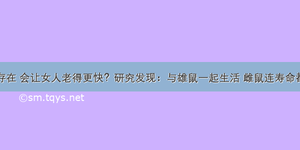 男人的存在 会让女人老得更快？研究发现：与雄鼠一起生活 雌鼠连寿命都会变短