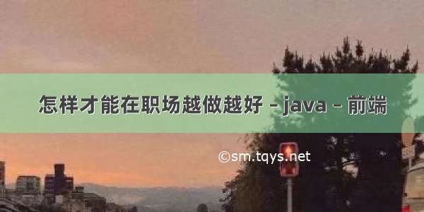 怎样才能在职场越做越好 – java – 前端