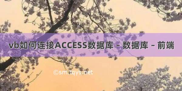 vb如何连接ACCESS数据库 – 数据库 – 前端