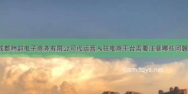 成都物韵电子商务有限公司代运营入驻电商平台需要注意哪些问题？