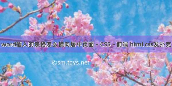 word插入的表格怎么横向居中页面 – CSS – 前端 html css发扑克