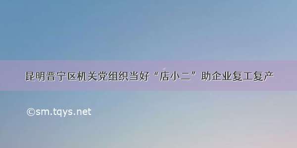 昆明晋宁区机关党组织当好“店小二”助企业复工复产