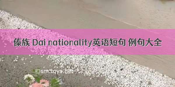 傣族 Dai nationality英语短句 例句大全