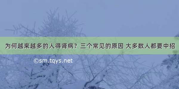 为何越来越多的人得肾病？三个常见的原因 大多数人都要中招