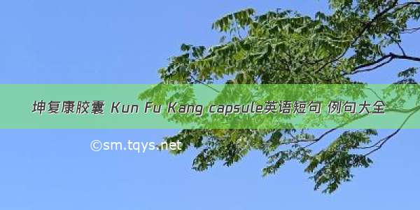 坤复康胶囊 Kun Fu Kang capsule英语短句 例句大全