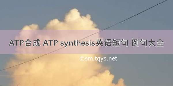 ATP合成 ATP synthesis英语短句 例句大全