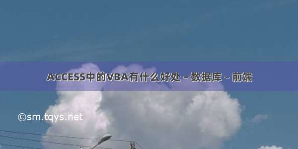 ACCESS中的VBA有什么好处 – 数据库 – 前端