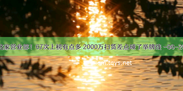 新都退火了这家营业部！67次上榜有点多 2000万扫货差点碰了举牌线 -06-20 22:24:59