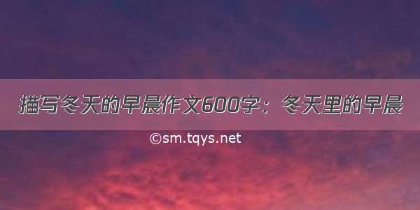 描写冬天的早晨作文600字：冬天里的早晨