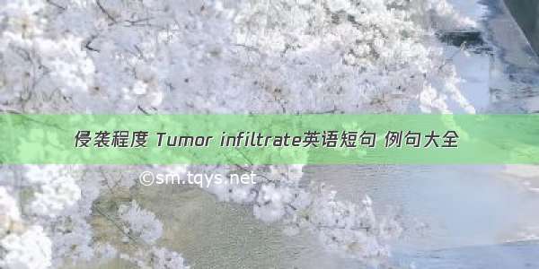 侵袭程度 Tumor infiltrate英语短句 例句大全