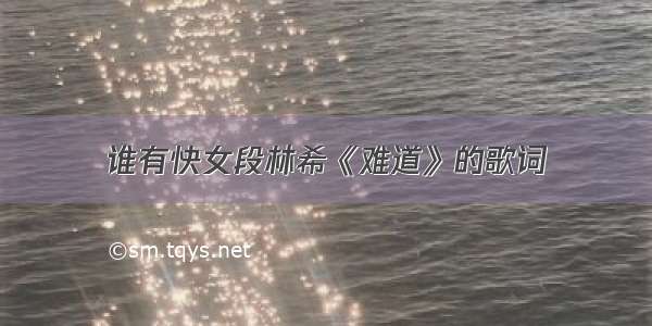 谁有快女段林希《难道》的歌词