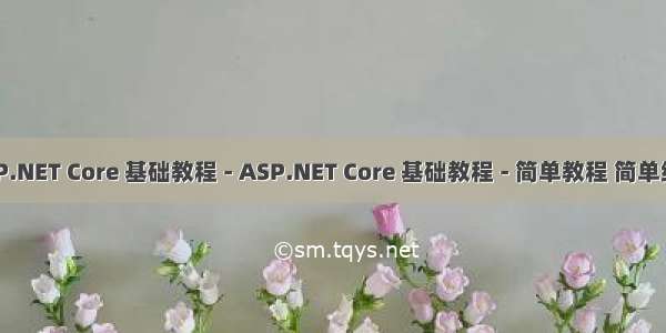 ASP.NET Core 基础教程 - ASP.NET Core 基础教程 - 简单教程 简单编程