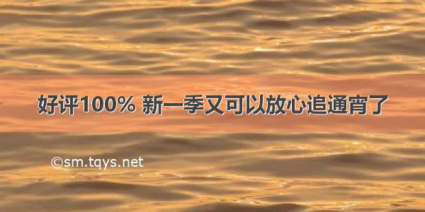 好评100% 新一季又可以放心追通宵了