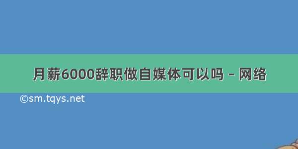 月薪6000辞职做自媒体可以吗 – 网络