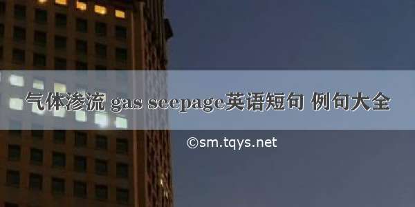 气体渗流 gas seepage英语短句 例句大全