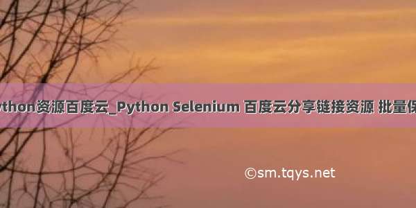 python资源百度云_Python Selenium 百度云分享链接资源 批量保存
