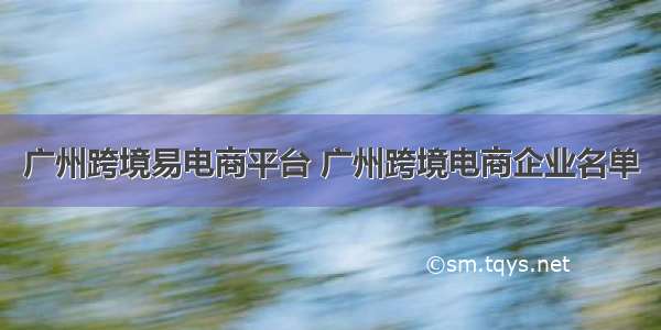 广州跨境易电商平台 广州跨境电商企业名单