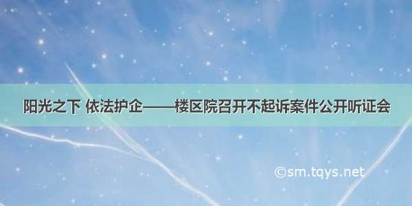 阳光之下 依法护企——楼区院召开不起诉案件公开听证会