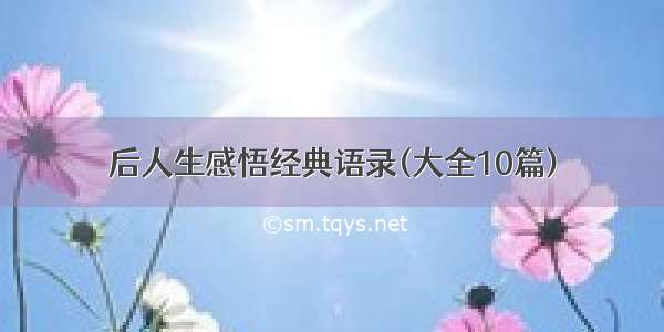 后人生感悟经典语录(大全10篇)