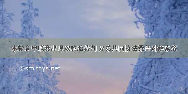 本轮意甲联赛出现双胞胎裁判 兄弟共同执法桑普对萨索洛