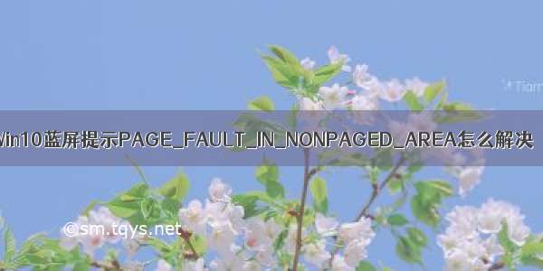 Win10蓝屏提示PAGE_FAULT_IN_NONPAGED_AREA怎么解决