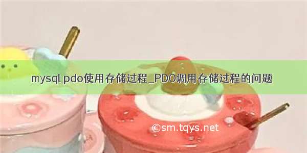 mysql pdo使用存储过程_PDO调用存储过程的问题