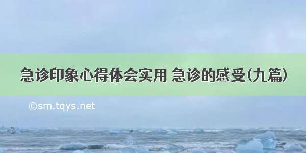 急诊印象心得体会实用 急诊的感受(九篇)