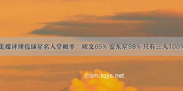 美媒评现役球星名人堂概率：欧文65% 安东尼98% 只有三人100%