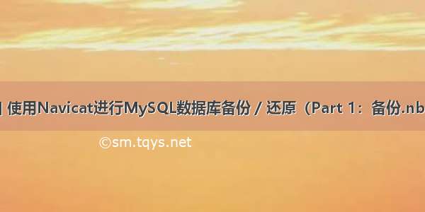 [ MySQL ] 使用Navicat进行MySQL数据库备份 / 还原（Part 1：备份.nb3文件方式）