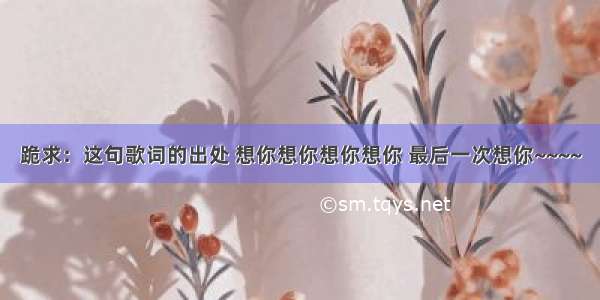 跪求：这句歌词的出处 想你想你想你想你 最后一次想你~~~~