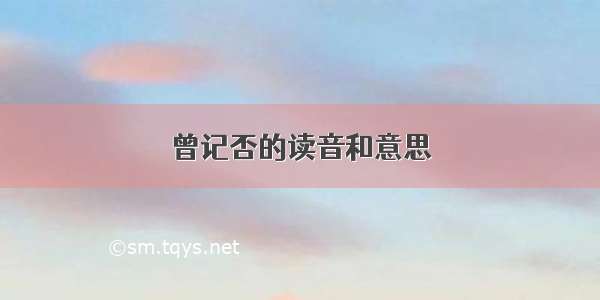 曾记否的读音和意思